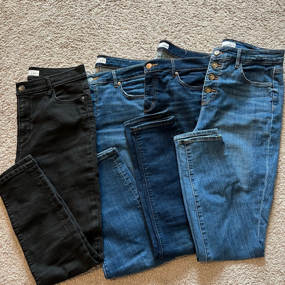 LOFT Skinny Jeans Black and Blue Denim Collection